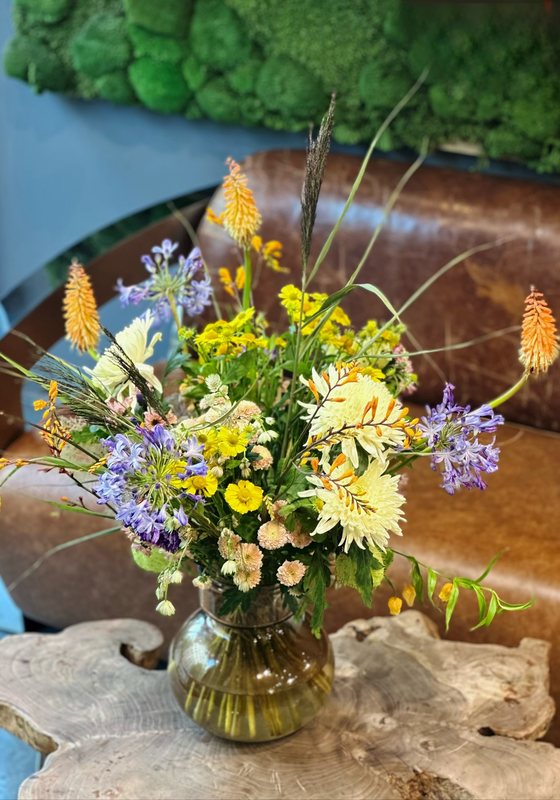 Bouquet in Gelb, Orange und Blau