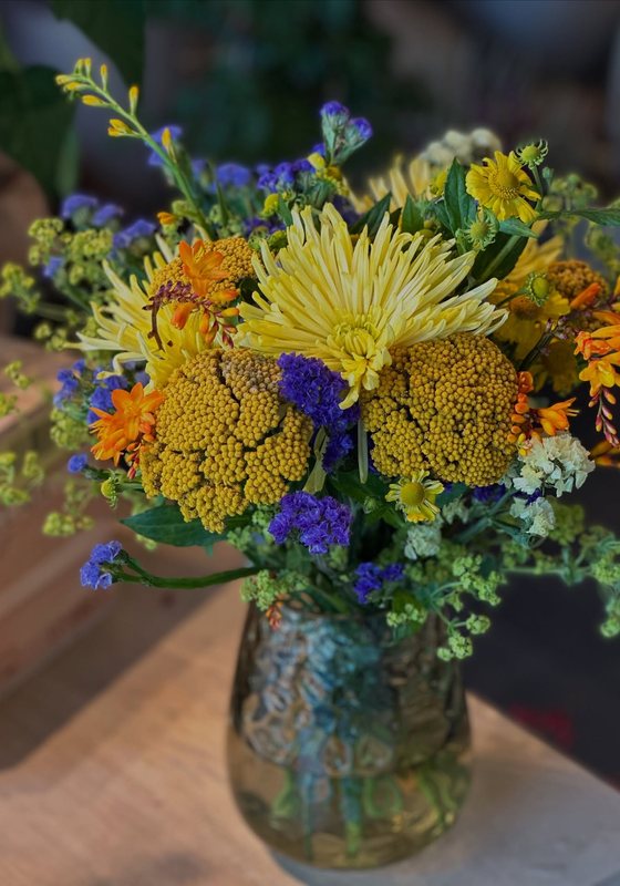 Bouquet in Gelb, Orange und Violett