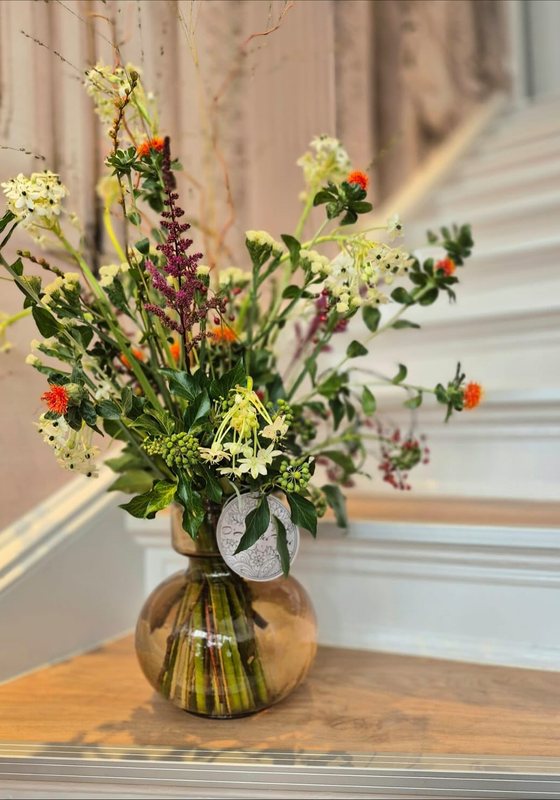 Bouquet in Weiß, Orange und Rot